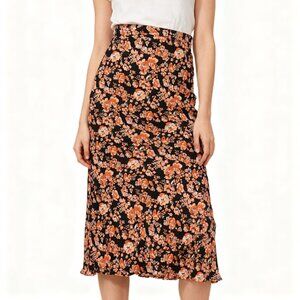 Baum und Pferdgarten Sanne Floral Midi Skirt Black Orange | Never Worn Like New